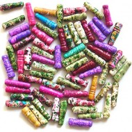 Marble Polish Pipe Glass Beads